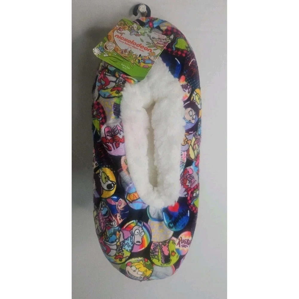 Nickelodeon Rugrats‎ Hey Arnold Ren Stimpy Fuzzy Babba Slipper Socks S/M NWT
